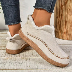 Sheila Slip-On Cozy Winter Boots in Cream