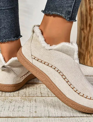 Sheila Slip-On Cozy Winter Boots in Cream