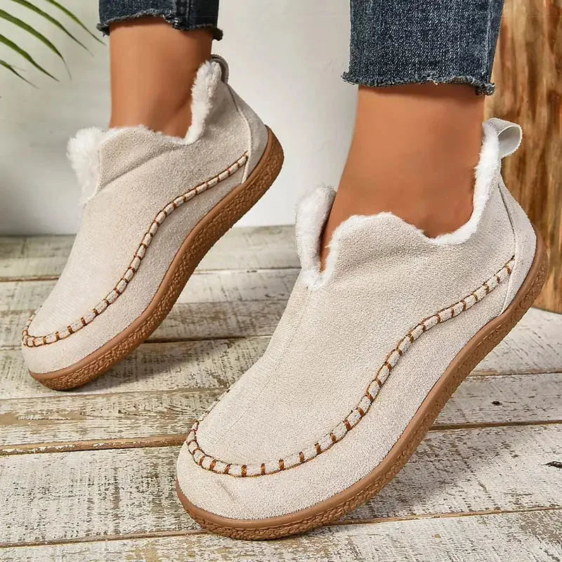 Sheila Slip-On Cozy Winter Boots in Cream