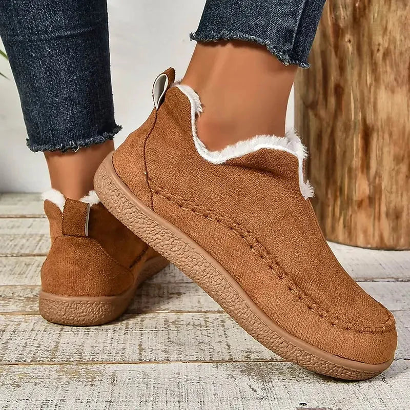 Sheila Slip-On Cozy Winter Boots in Brown