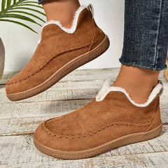 Sheila Slip-On Cozy Winter Boots in Brown