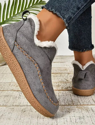 Sheila Slip-On Cozy Winter Boots in Grey