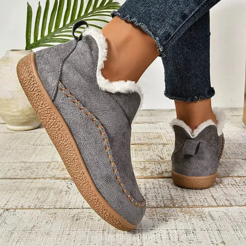 Sheila Slip-On Cozy Winter Boots in Grey