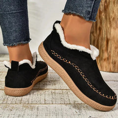 Sheila Slip-On Cozy Winter Boots in Black