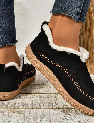 Sheila Slip-On Cozy Winter Boots in Black