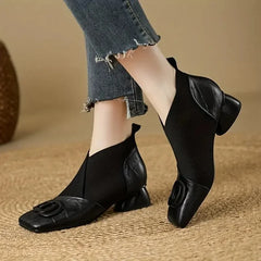 Sienna Stretch Panel Ankle Boots in Black