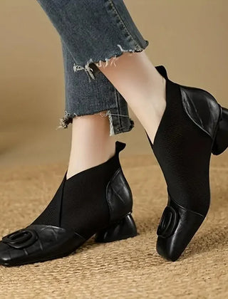 Sienna Stretch Panel Ankle Boots in Black