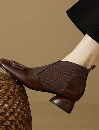 Sienna Stretch Panel Ankle Boots in Brown