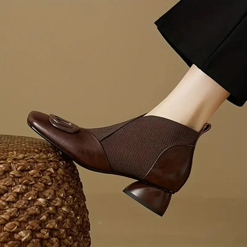 Sienna Stretch Panel Ankle Boots in Brown