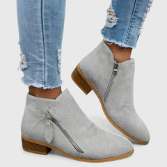 Simone Diagonal Zip Ankle Boots in Grey