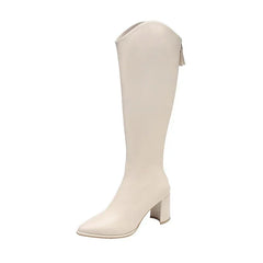 Stella Block Heel Knee-High Boots in Ivory