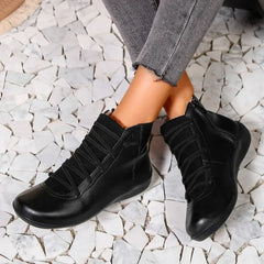 Tanya Lace Detail Comfort Ankle Boots in Black