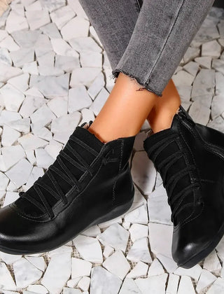 Tanya Lace Detail Comfort Ankle Boots in Black