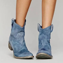 Tara Slouchy Short Western Boots in Blue
