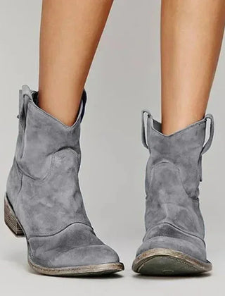 Tara Slouchy Short Western Boots in Grey