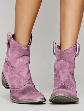 Tara Slouchy Short Western Boots in Mauve