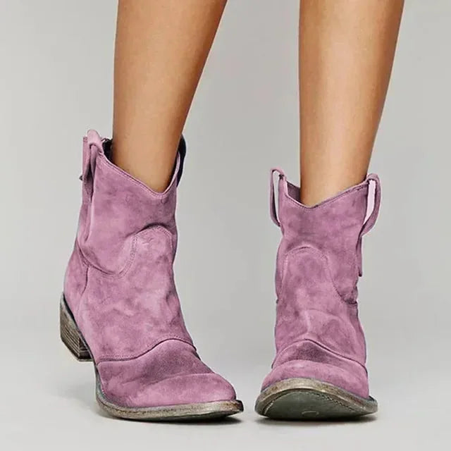 Tara Slouchy Short Western Boots in Mauve