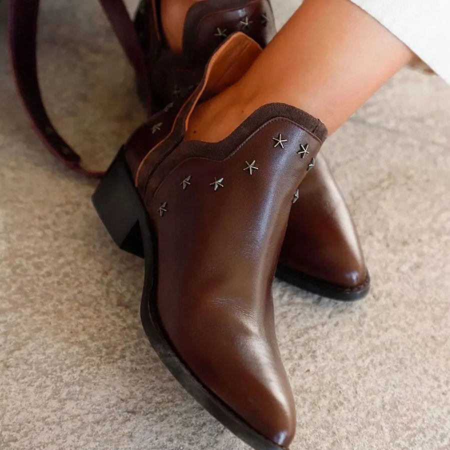 Trudy Star Stud Western Boots in Brown