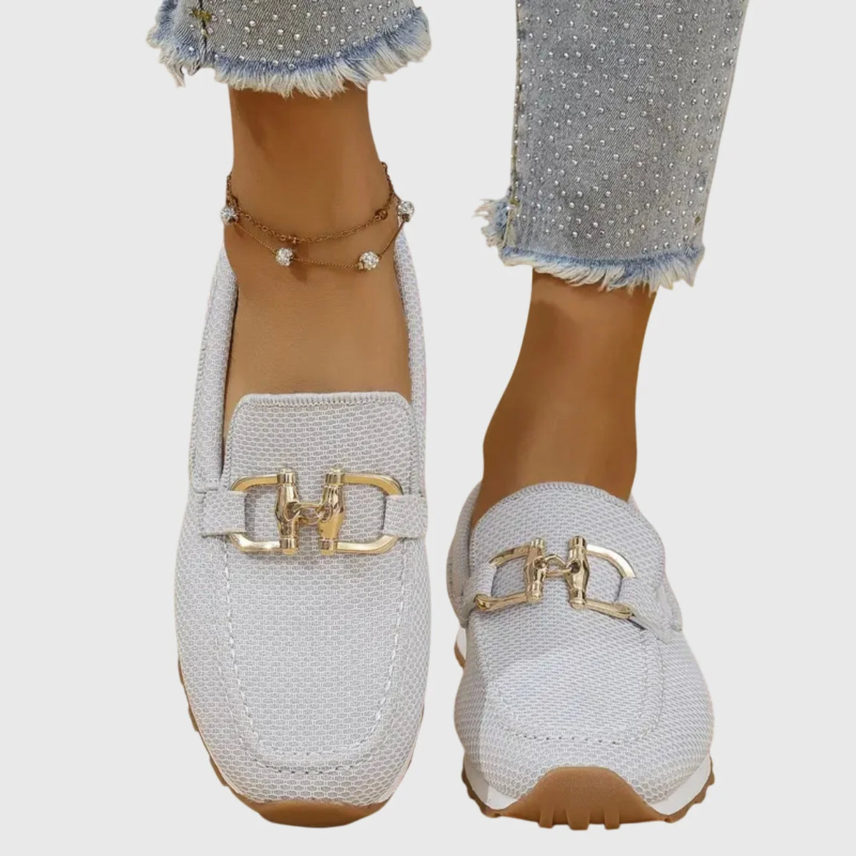 Una Buckle Slip-On Sneakers in White