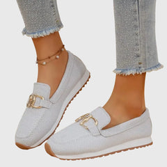 Una Buckle Slip-On Sneakers in White