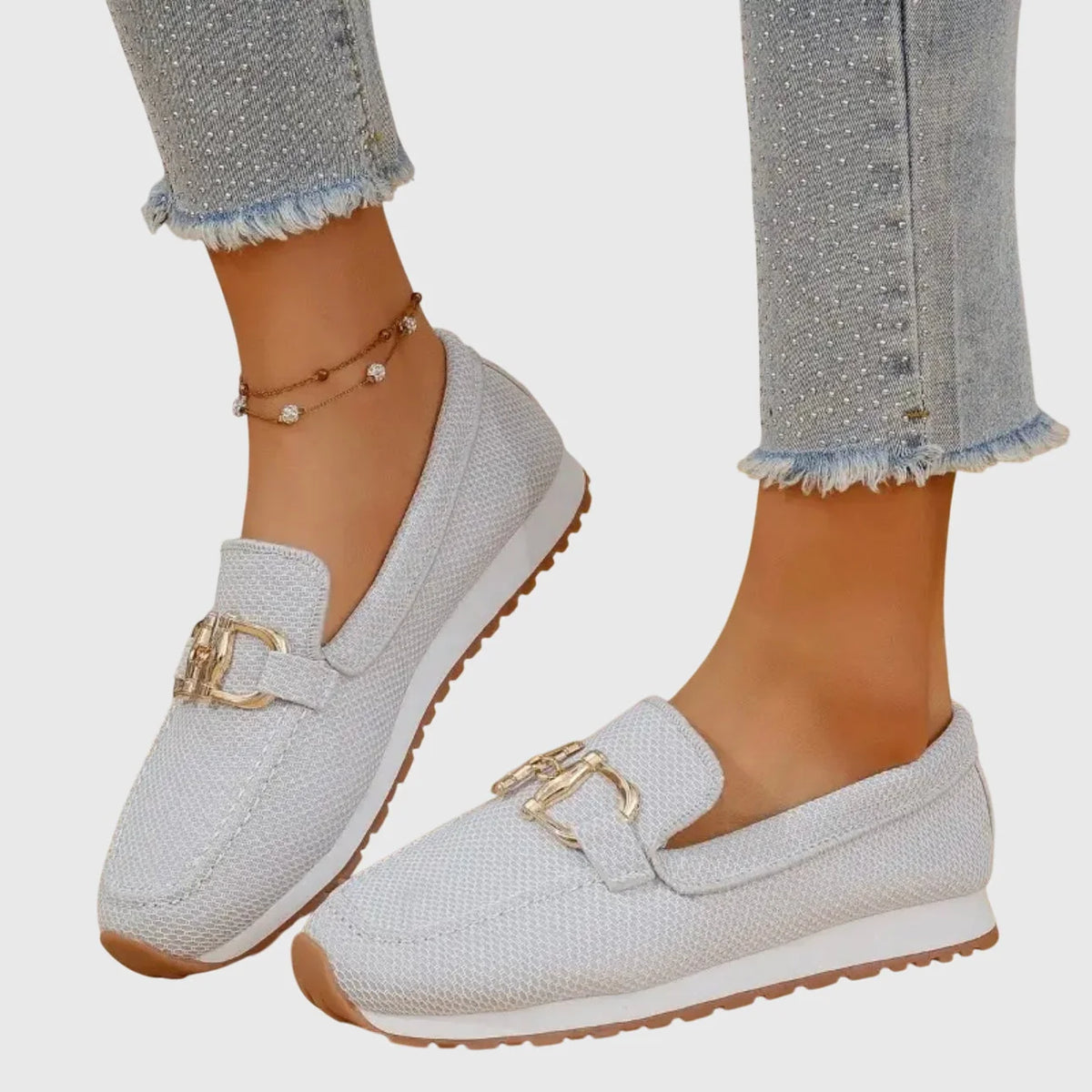 Una Buckle Slip-On Sneakers in White