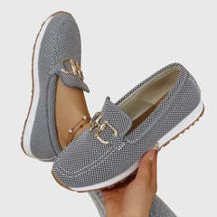 Una Buckle Slip-On Sneakers in Grey