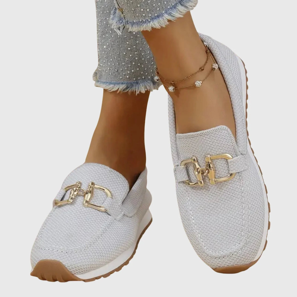 Una Buckle Slip-On Sneakers in White