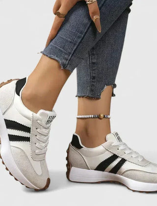 Ursula Retro Stripe Sneakers in White