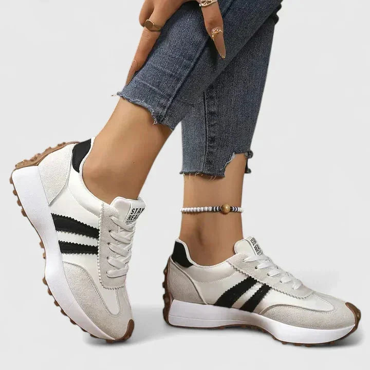Ursula Retro Stripe Sneakers in White