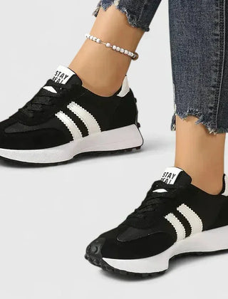 Ursula Retro Stripe Sneakers in Black
