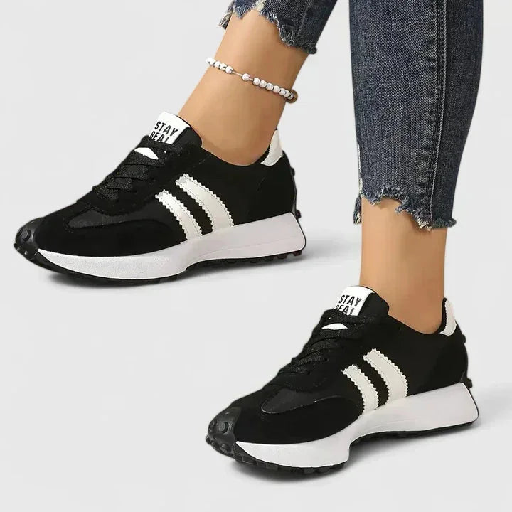 Ursula Retro Stripe Sneakers in Black