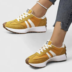 Ursula Retro Stripe Sneakers in Mustard Yellow