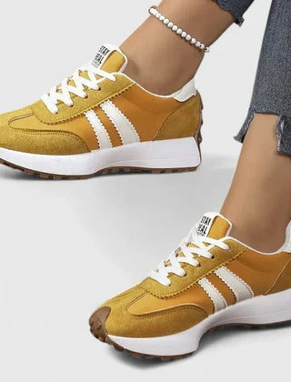 Ursula Retro Stripe Sneakers in Mustard Yellow