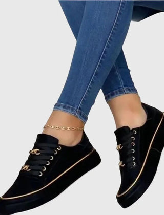 Valentina Chain Detail Sneakers in Black