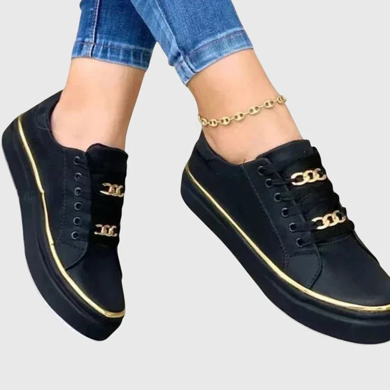 Valentina Chain Detail Sneakers in Black