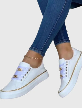 Valentina Chain Detail Sneakers in White