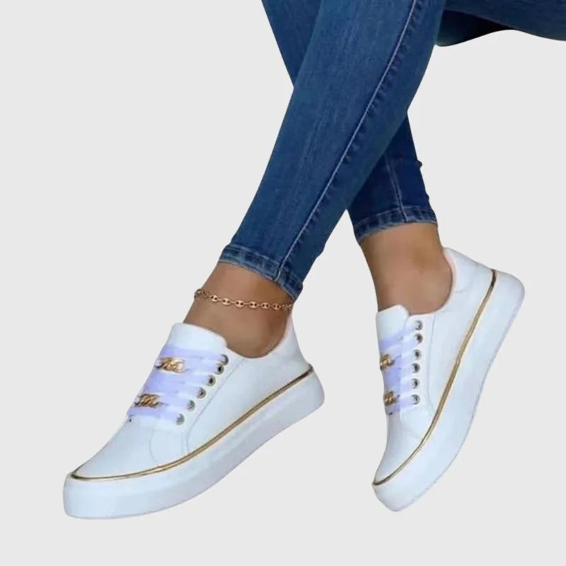 Valentina Chain Detail Sneakers in White