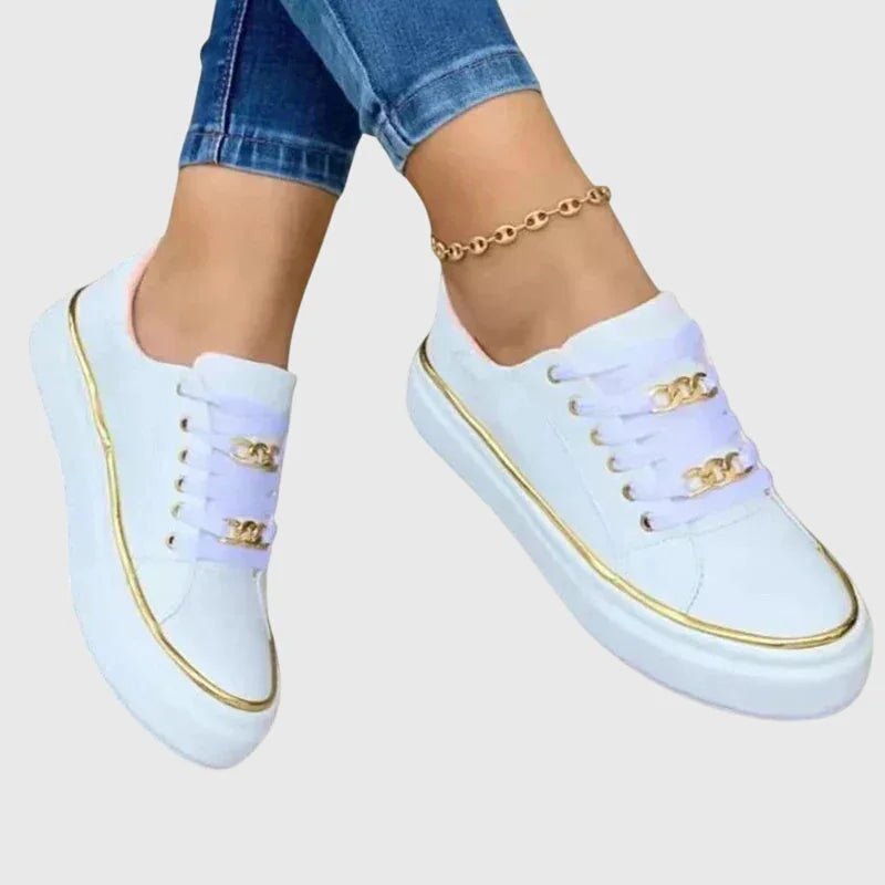 Valentina Chain Detail Sneakers in White