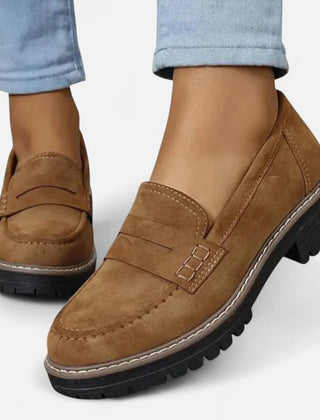 Valerie Lug Sole Penny Loafers in Brown