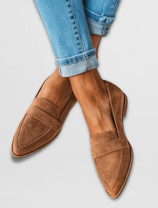 Vanessa Pointed Toe Loafers in Brown