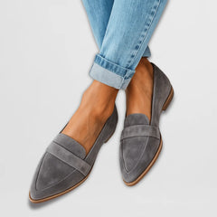 Vanessa Pointed Toe Loafers in Grey