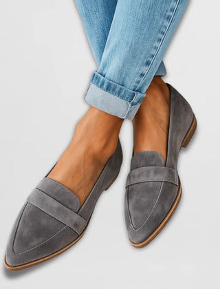 Vanessa Pointed Toe Loafers in Grey