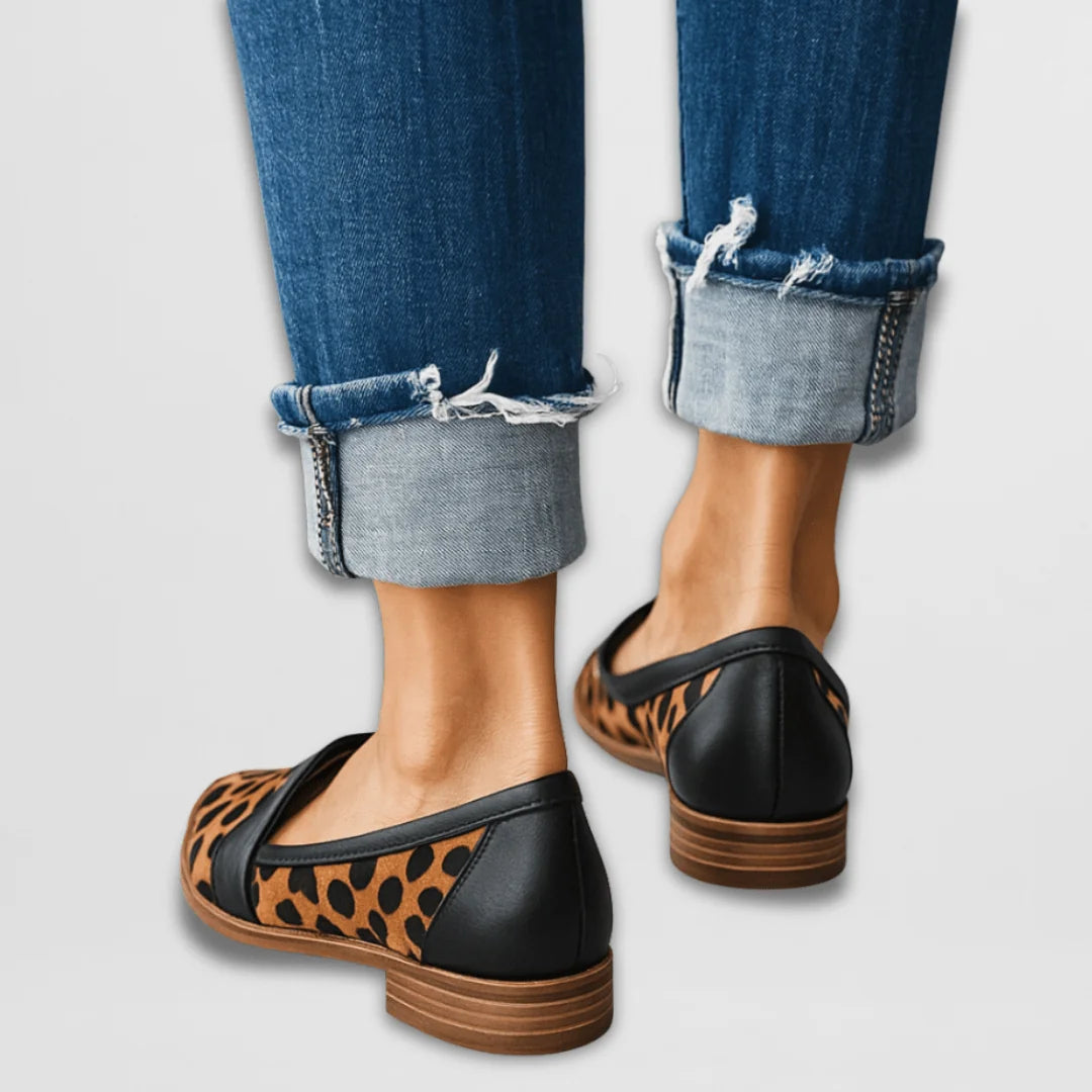 Vanessa Pointed Toe Loafers in Leopard Brown
