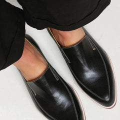 Vera Sleek Black Slip-On Loafers in Black