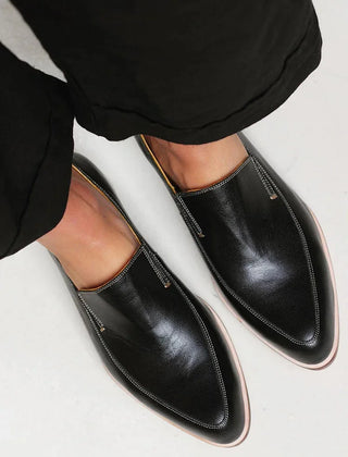 Vera Sleek Black Slip-On Loafers in Black