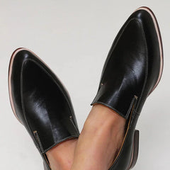 Vera Sleek Black Slip-On Loafers in Black