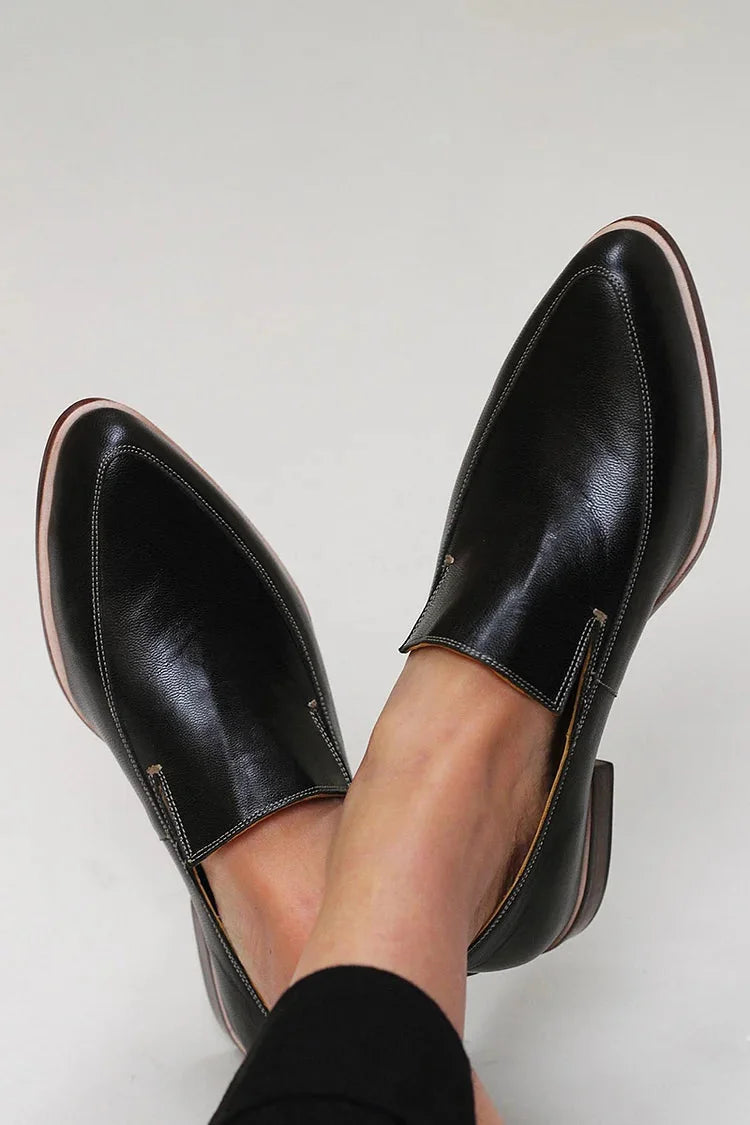 Vera Sleek Black Slip-On Loafers in Black