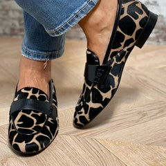 Veronica Animal Print Loafers in Beige Animal Print