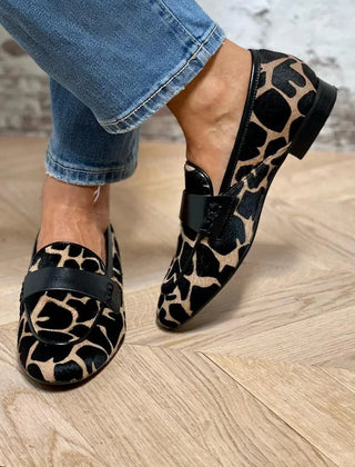 Veronica Animal Print Loafers in Beige Animal Print