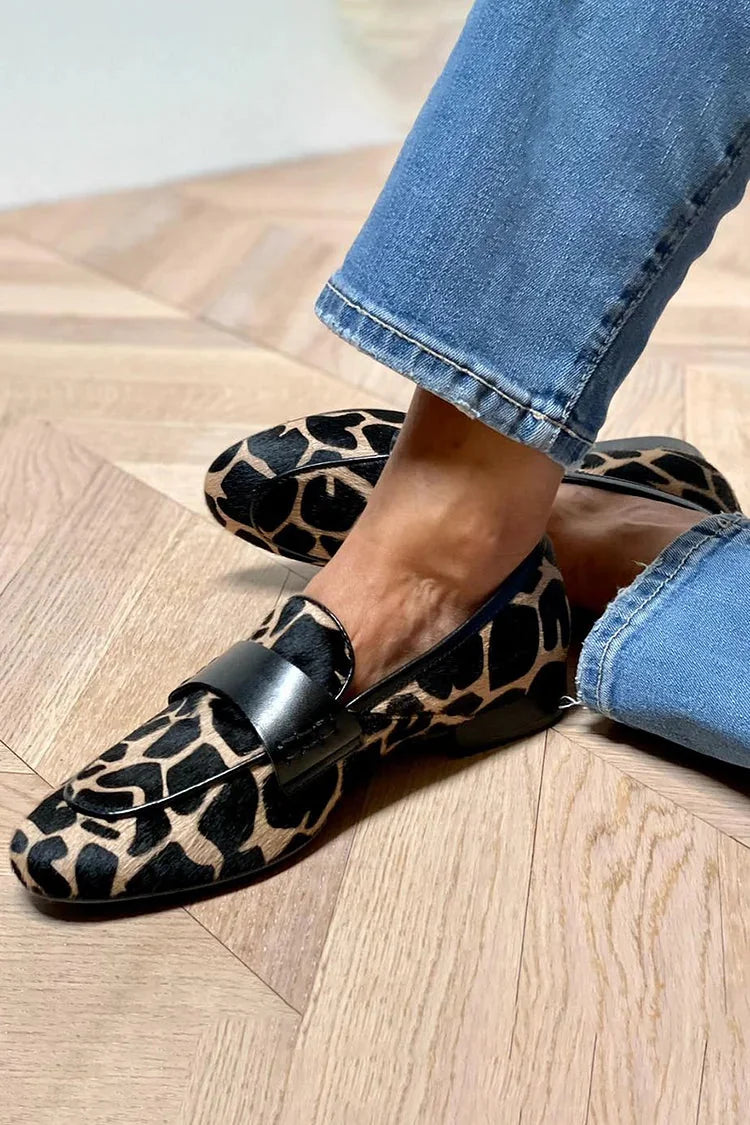 Veronica Animal Print Loafers in Beige Animal Print